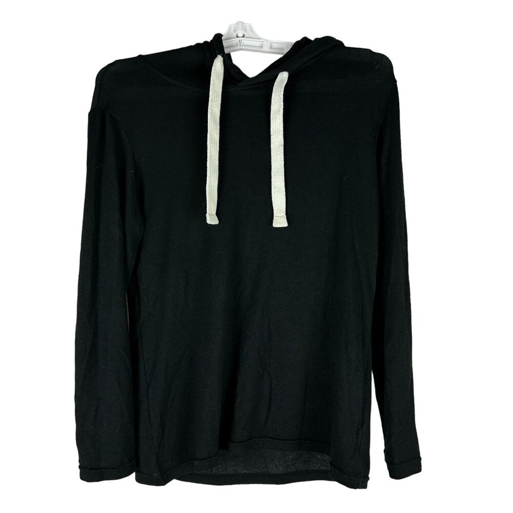 Zyia Active Boys Black Hooded Long Sleeve Top Size 10-11 Rayon & Polyester